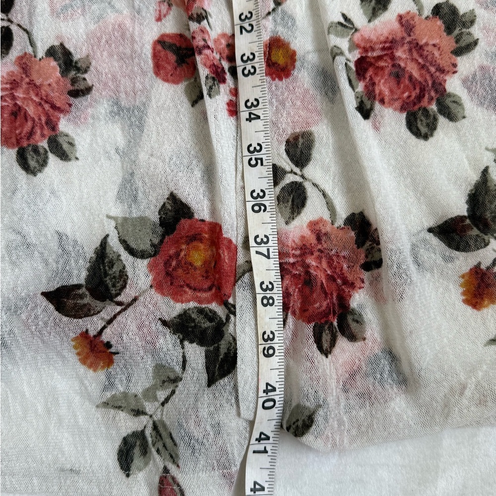 Siren Lily White and Pink Floral Long Sleeve Sheer Coverup - Picture 4 of 6